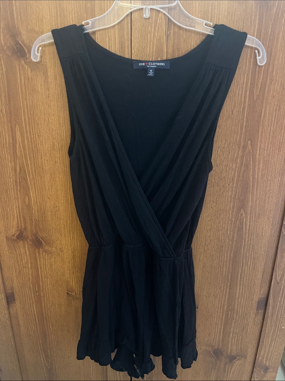 One Clothing Black Faux-Wrap Midi Dress